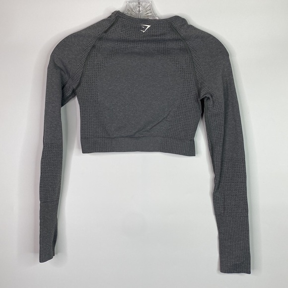 Gymshark Vital Seamless Long Sleeve Grey Crop Top Size XS/S - Picture 3 of 5